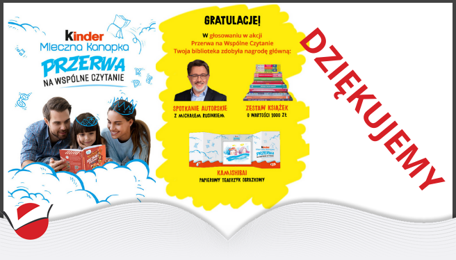 Biblioteka u Kazimierza  w Modliborzycach  z nagrodą główną akcji  „Przerwa na Wspólne Czytanie”